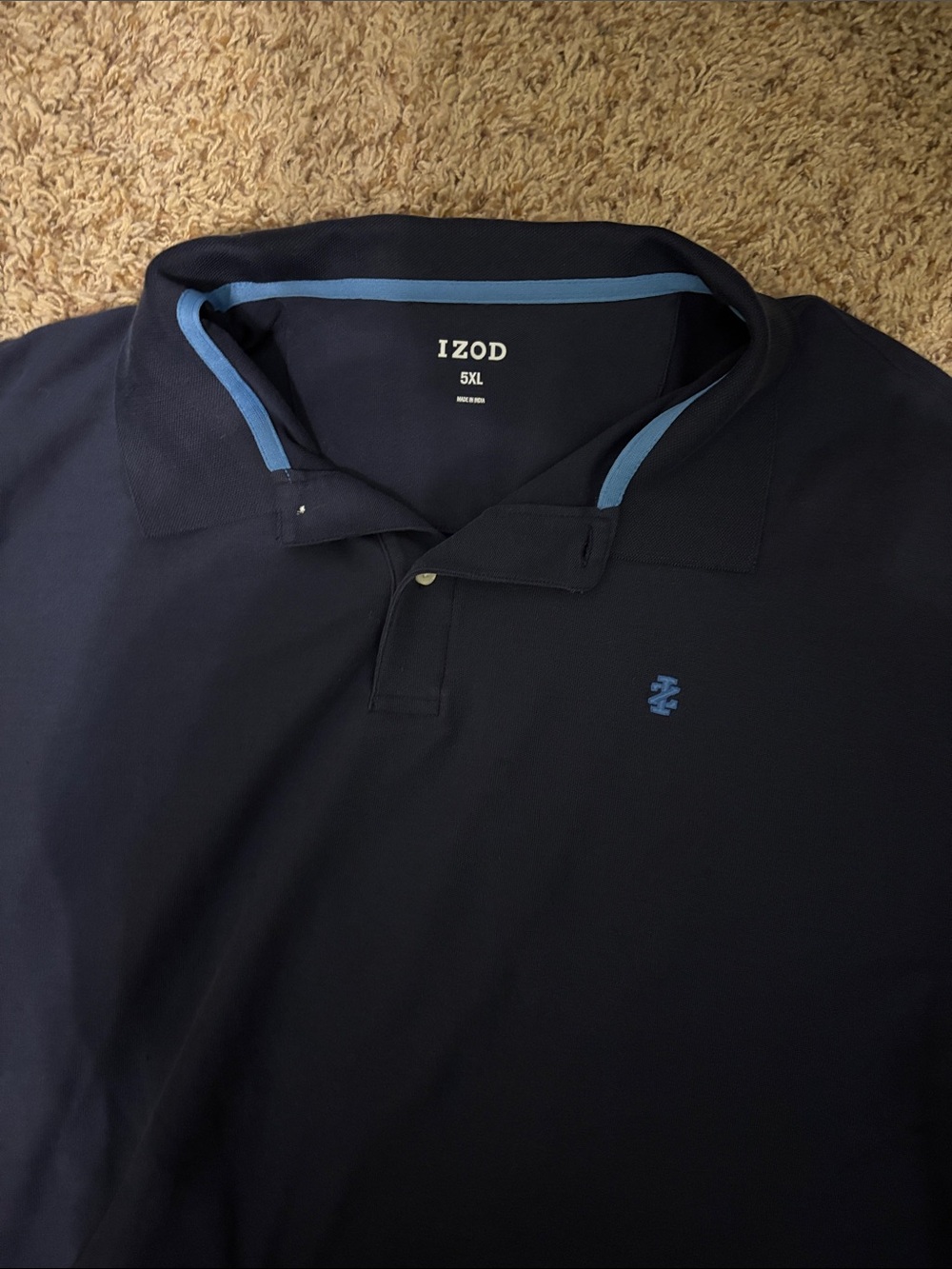 IZOD Navy Polo with Light Blue Trim and Embroidered Logo